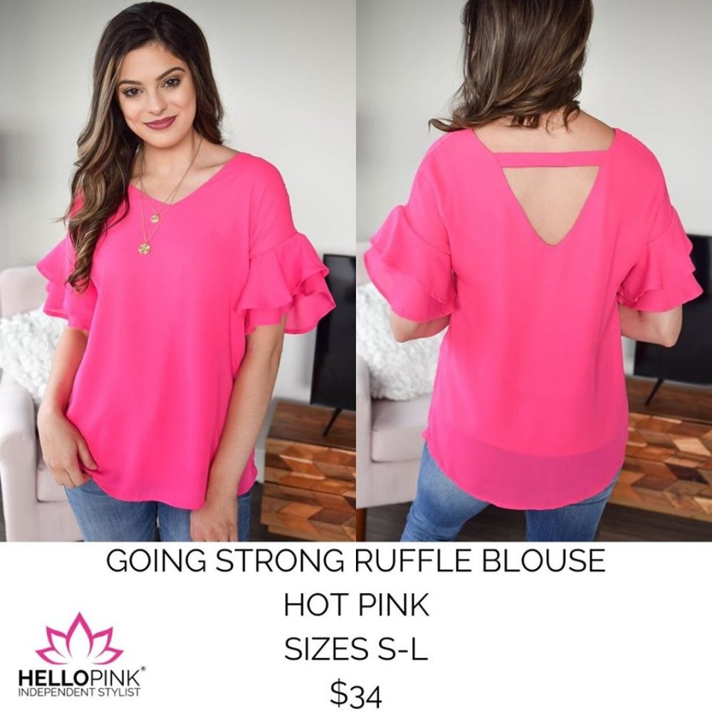 Going Strong Ruffle Blouse - Pink